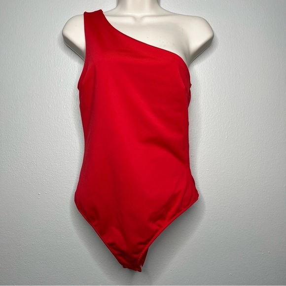 Free People Intimately Free Women Bodysuit Red Thong‎ One Shoulder Date Night M - Picture 1 of 8